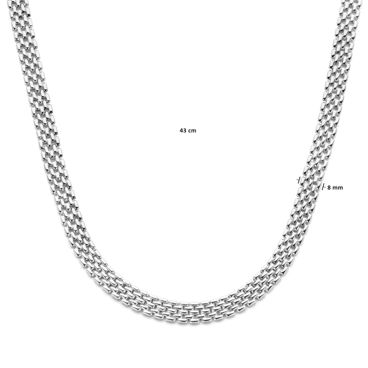 collier panthère 8 mm 43 cm argent rhodié