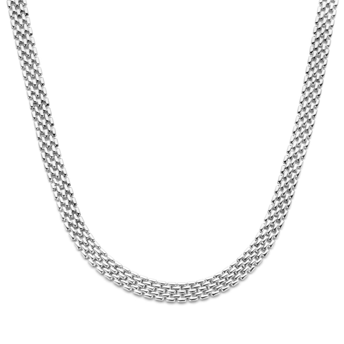 Collier en argent rhodié de 43 cm avec maillons en forme de panthère de 8 mm.