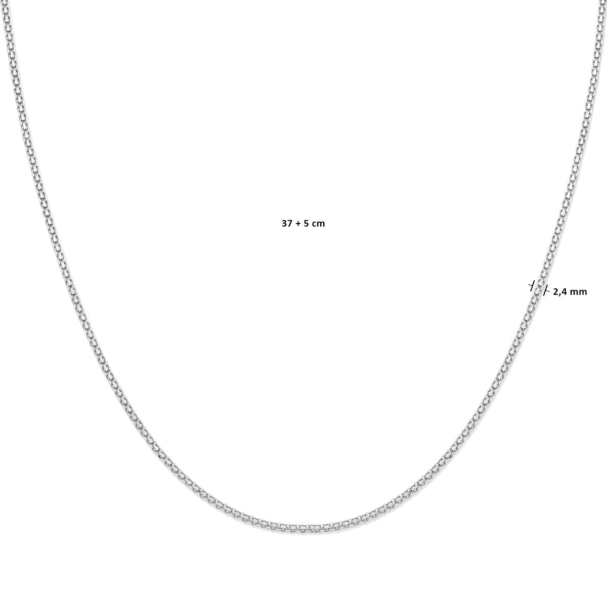 collier bismarck 2,4 mm 37 + 5 cm argent rhodié