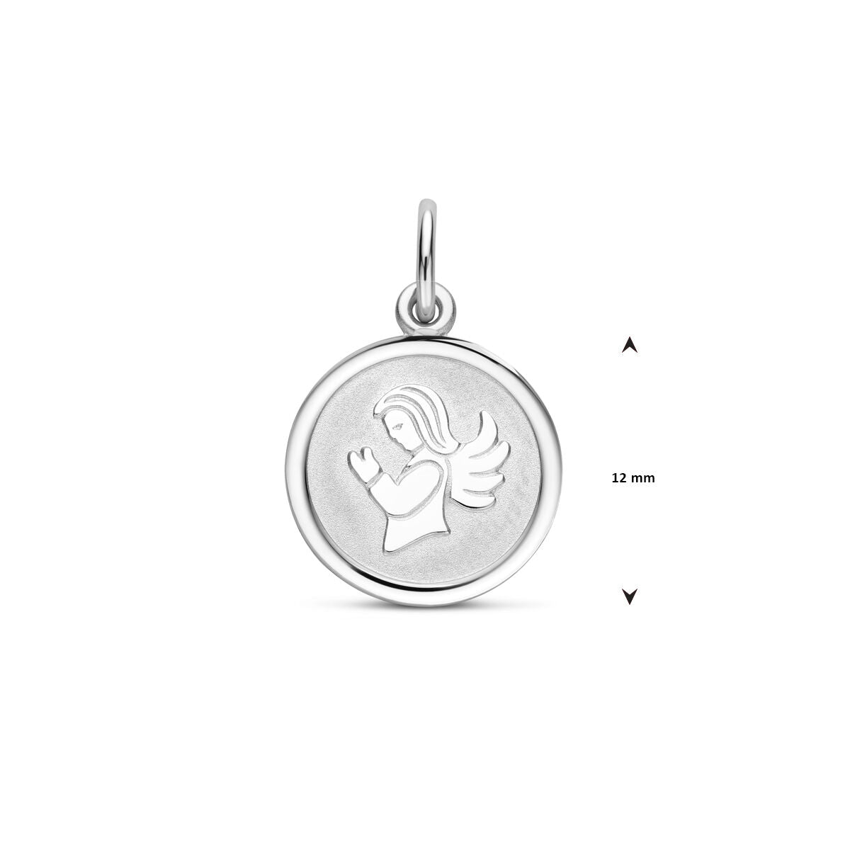 pendentif cœur ange poli/mat diamanté 18 mm argent rhodié