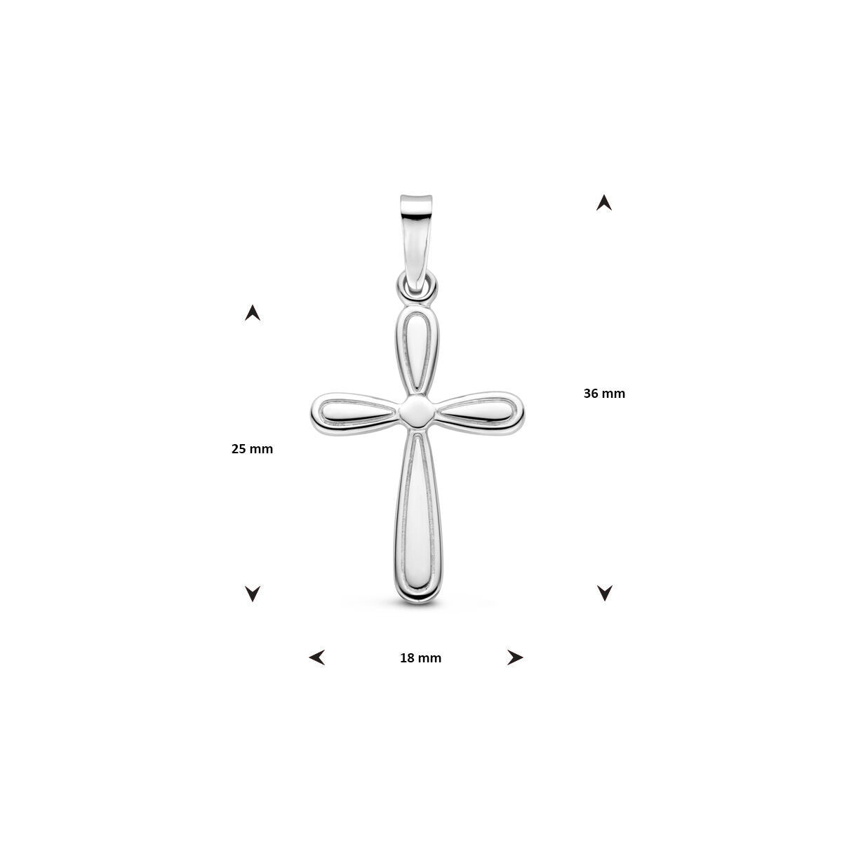 pendentif croix 25 mm argent rhodié