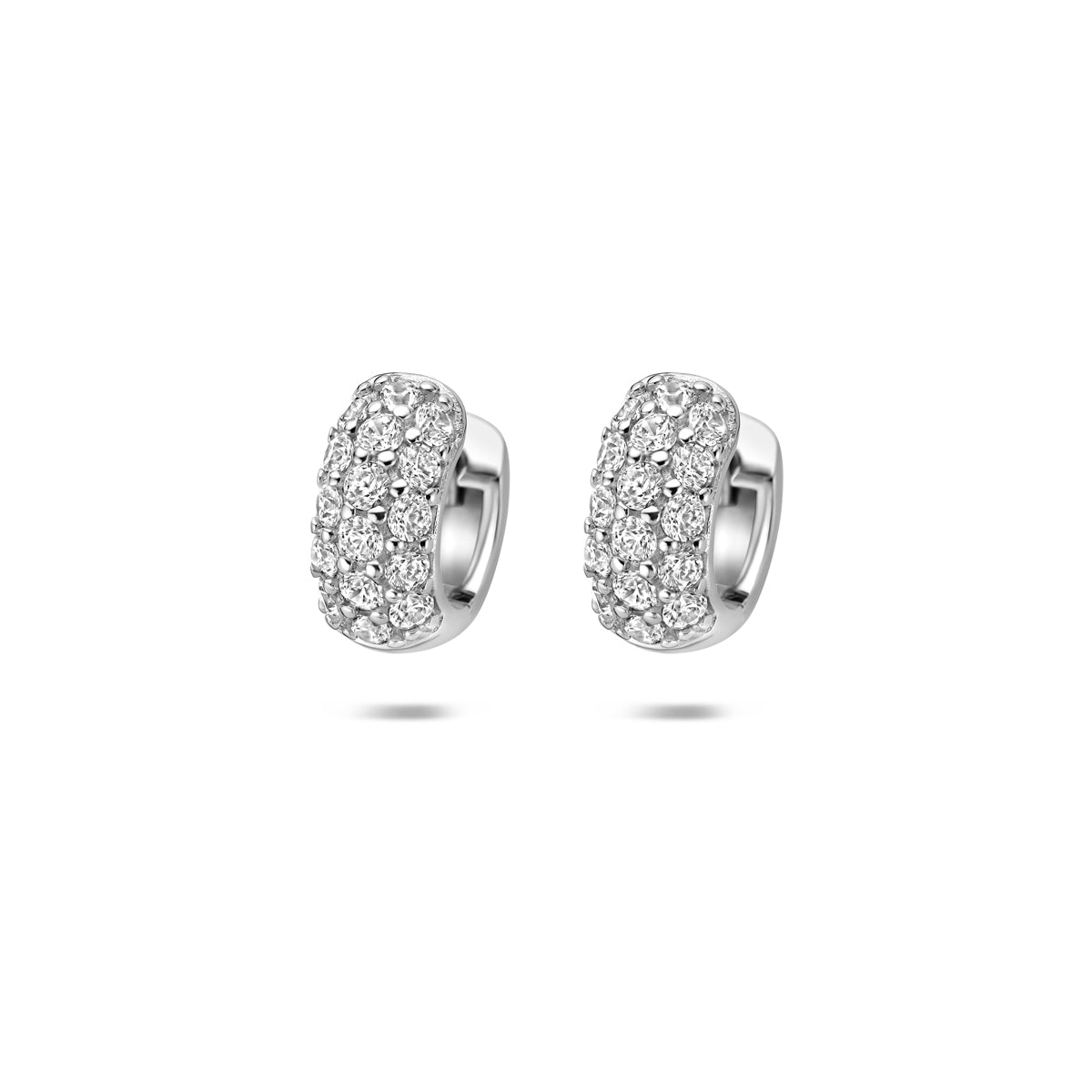 Boucles d'oreilles en argent 925 rhodié, ornées de zirconiums brillants.