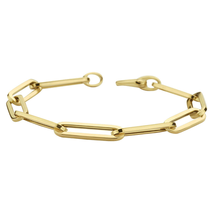 Gouden armband dames paperclip vierkante buis 14K