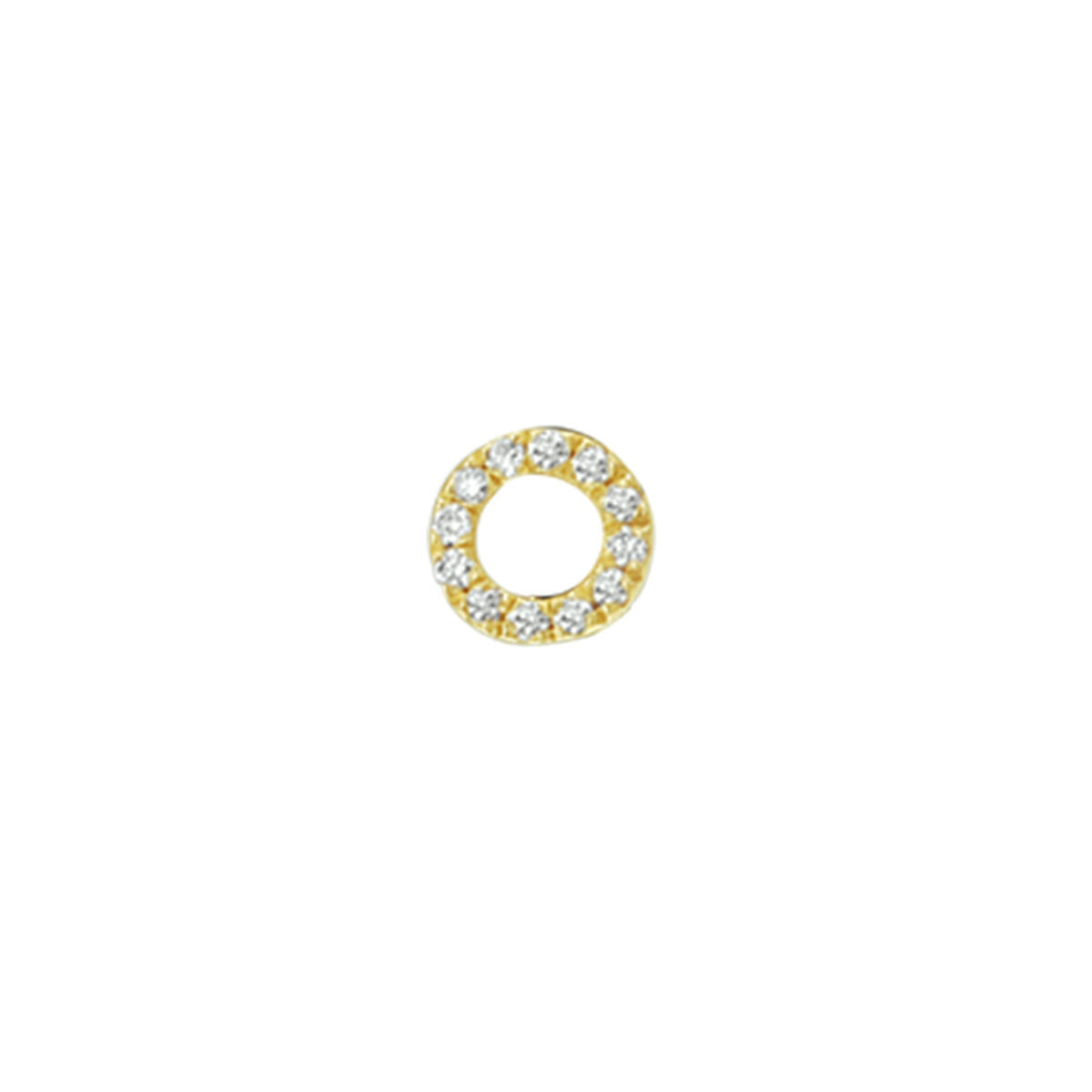 Boucle d'oreille en or jaune 14K ornée de diamants de 0,035 ct en forme ronde.