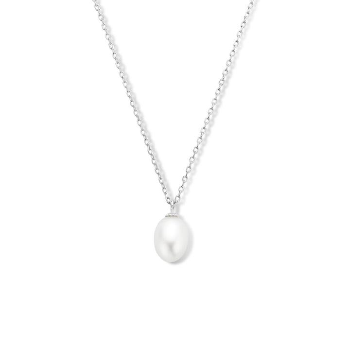 collier parel 41 + 4 cm zilver gerhodineerd