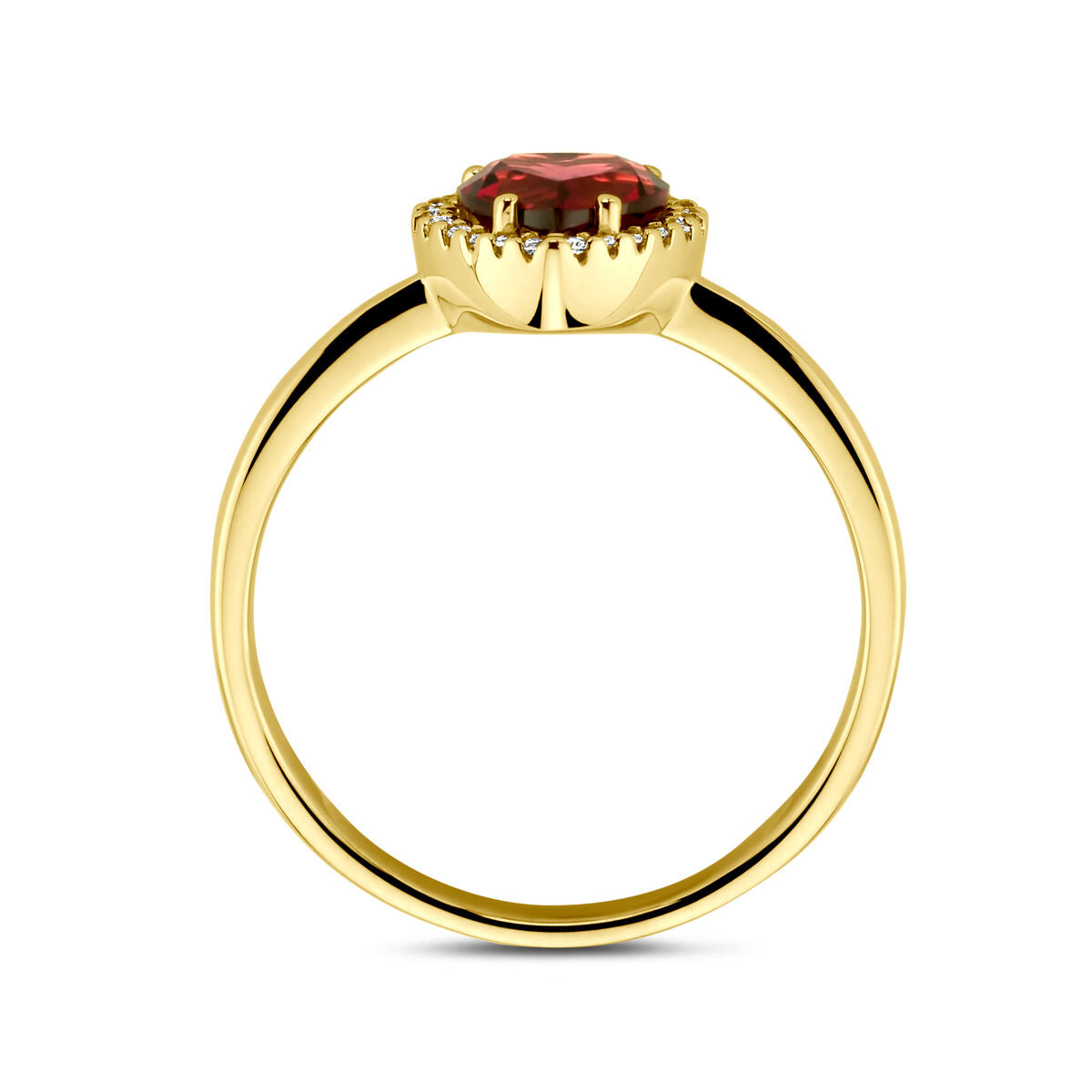 bague cœur en rhodolite rose et diamant 0.06ct h si or jaune 14K