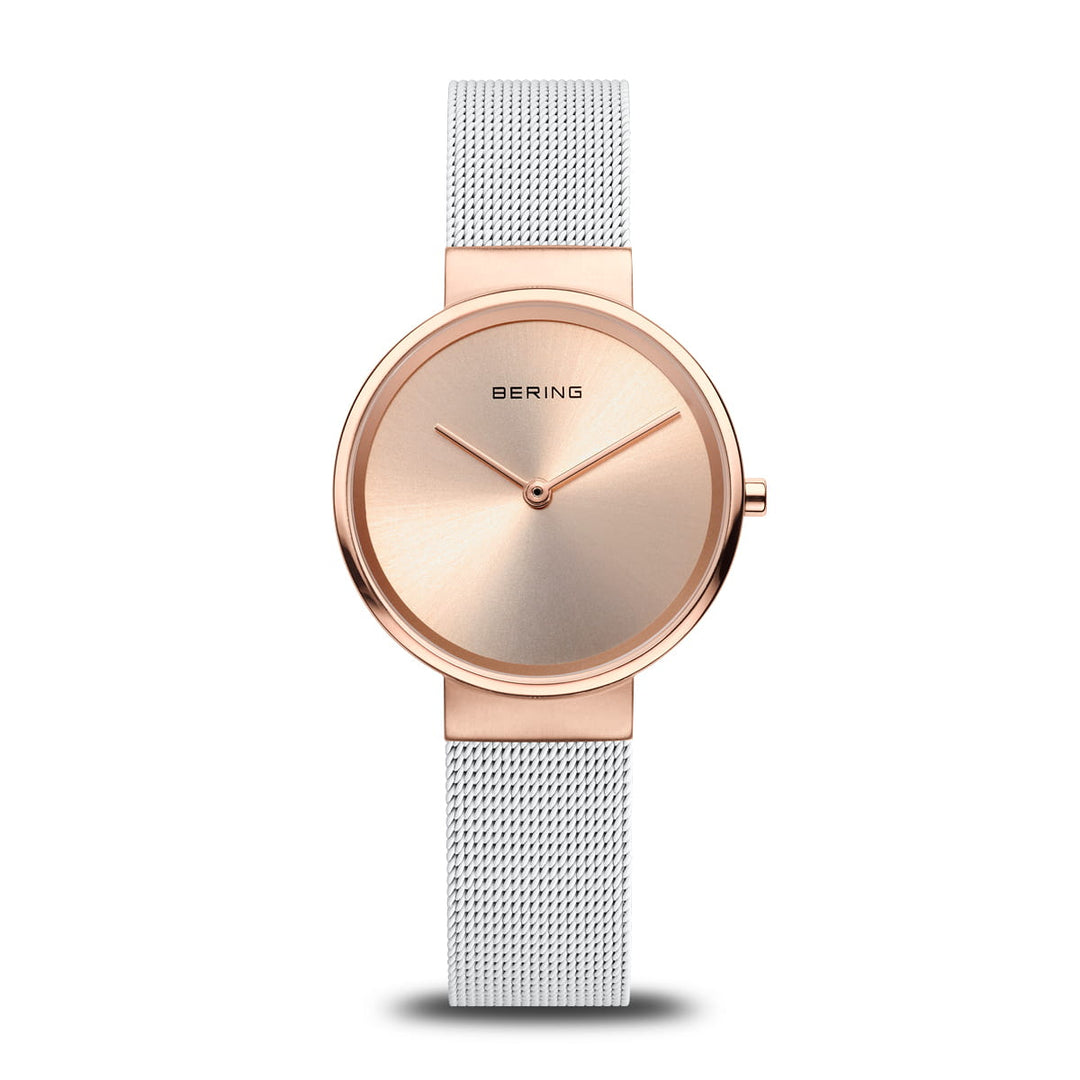 bering dames horloge roségouden wijzerplaat - 14531-266