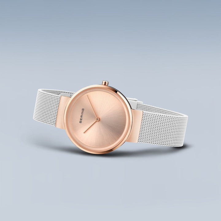 bering dames horloge roségouden wijzerplaat - 14531-266