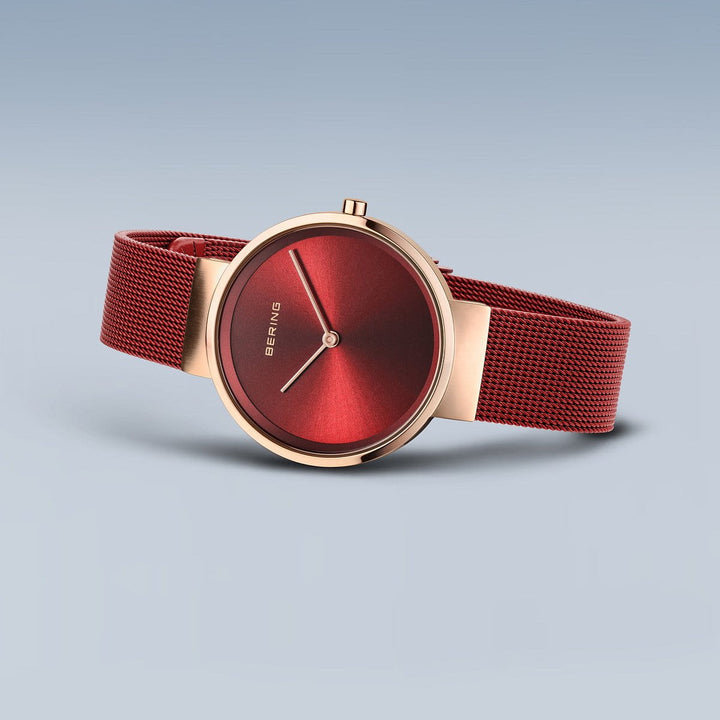 Bering dames horloge rode wijzerplaat - 14531-363