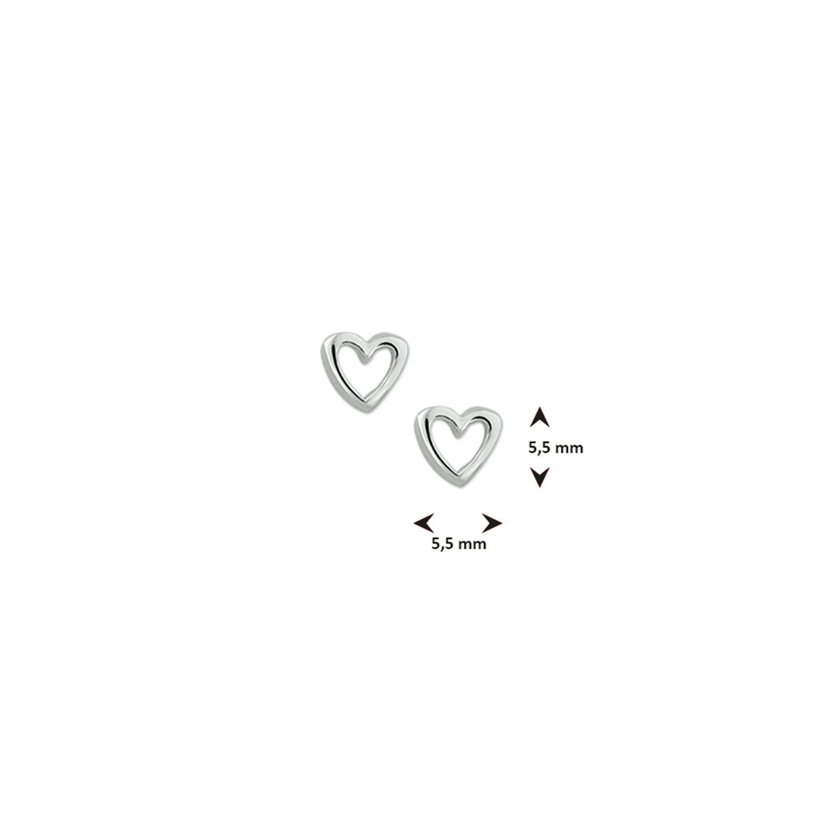 puces d'oreilles cœur argent blanc