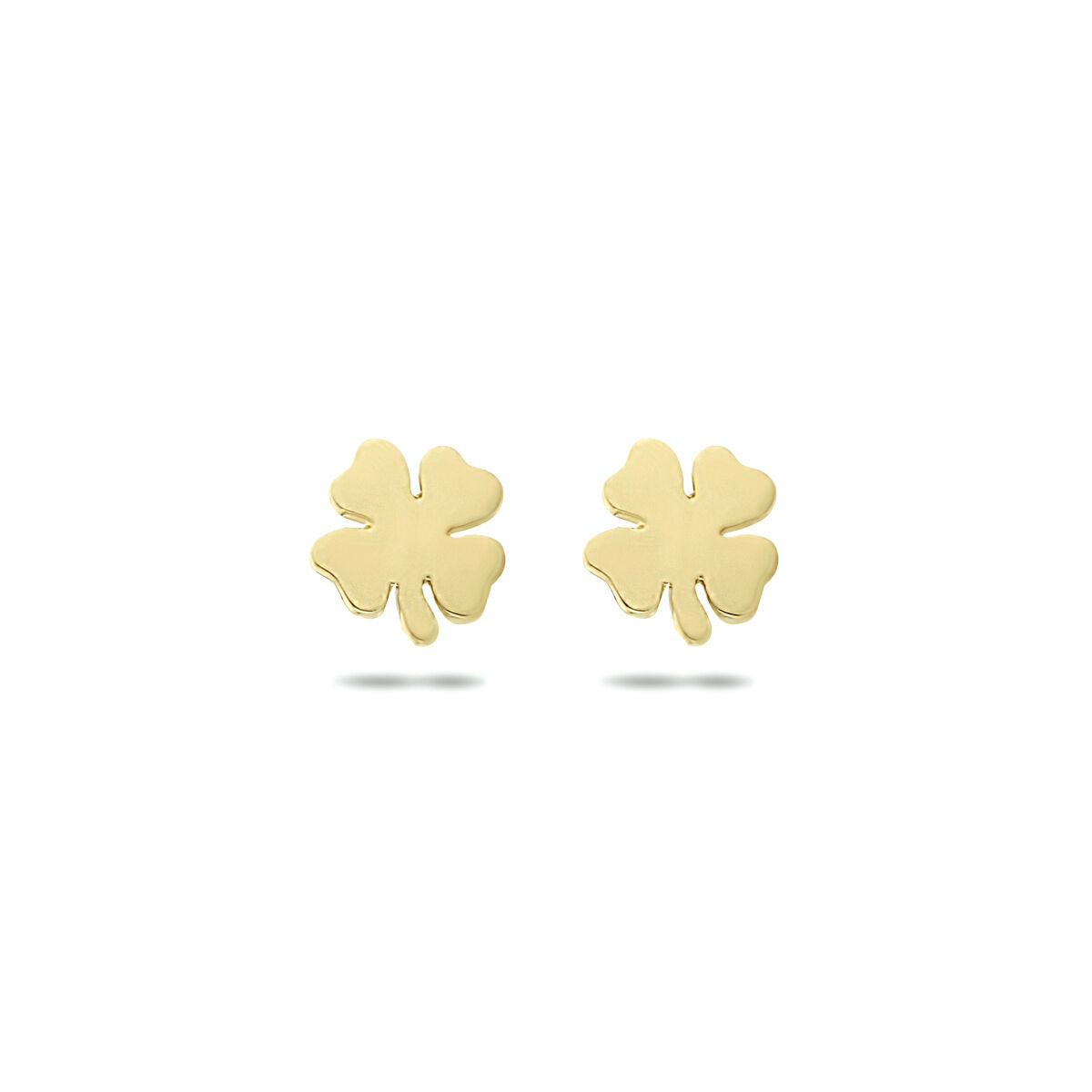 Boucles d'oreilles en or jaune 14K en forme de trèfle.