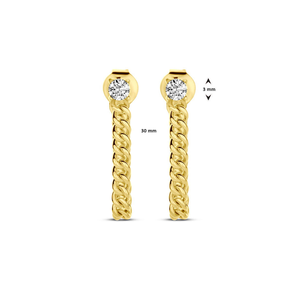 puces d'oreilles zircone 1 micron argent plaqué or (jaune)