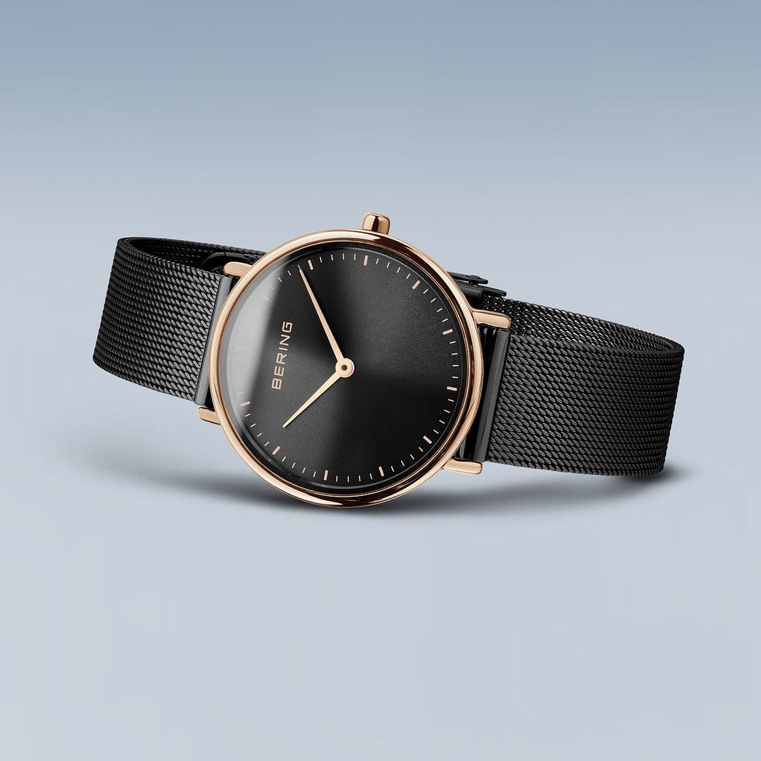 bering dames horloge zwarte wijzerplaat - 15729-166