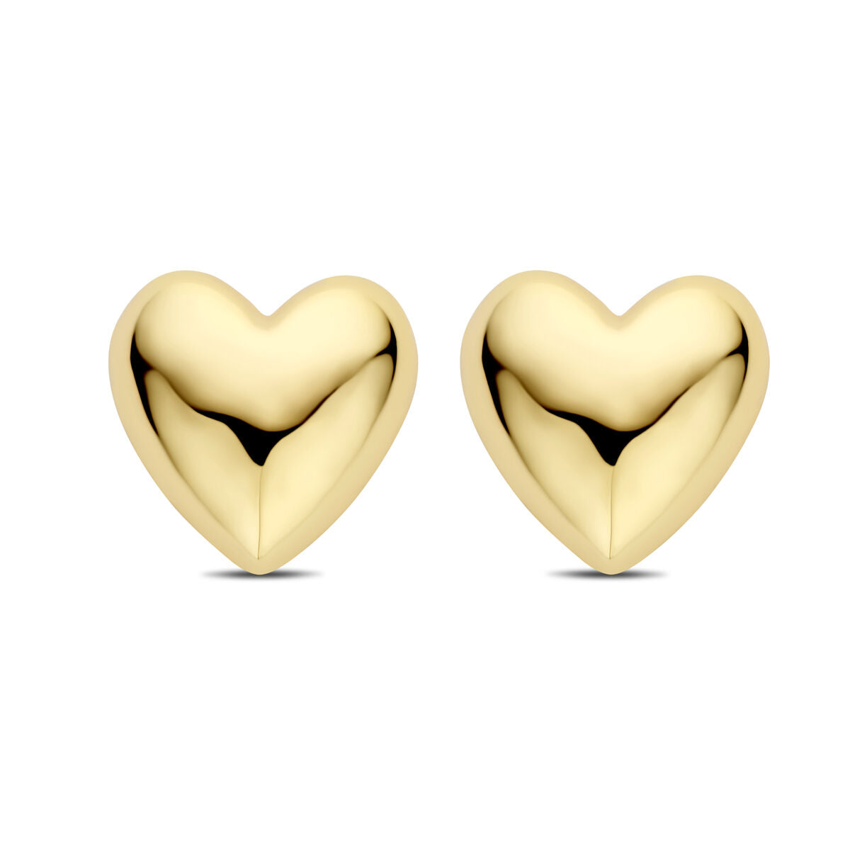 puces d'oreilles cœur 20 mm 1 micron argent plaqué or (jaune)