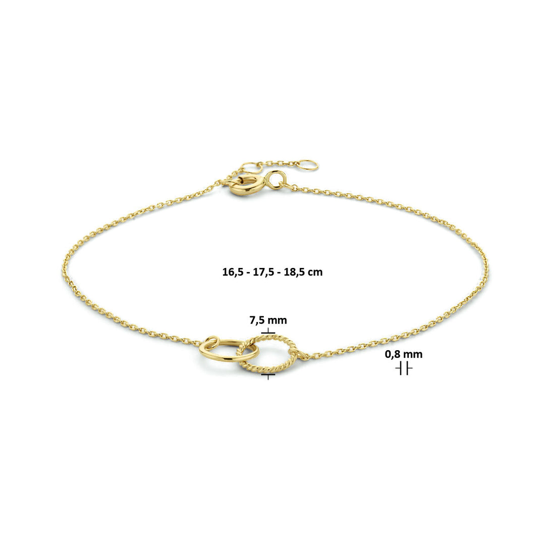 armband rond 16,5 - 17,5 - 18,5 cm 14K geelgoud