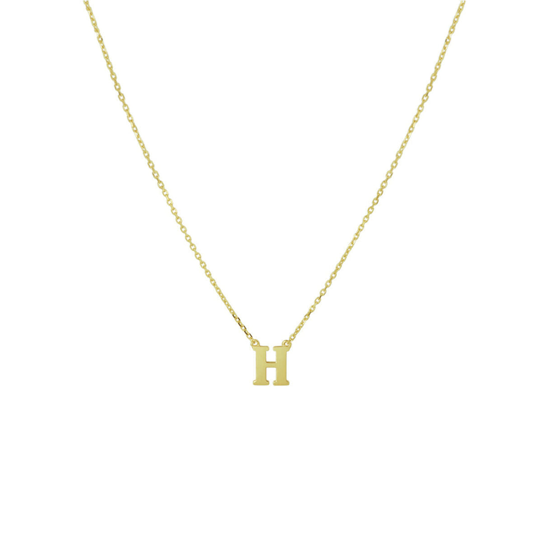 De Van der Kooij Collectie Gouden dames ketting letter 14K heeft een delicaat 14k gouden anker ketting met een eenvoudige, gouden hoofdletter H hanger gecentreerd, afgebeeld op een effen witte achtergrond-een perfecte sieradencadeau dames.