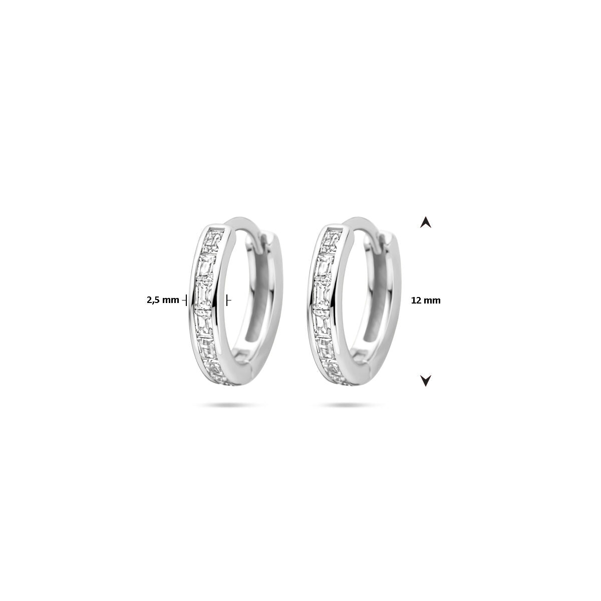 créoles zircone 12 mm argent rhodié