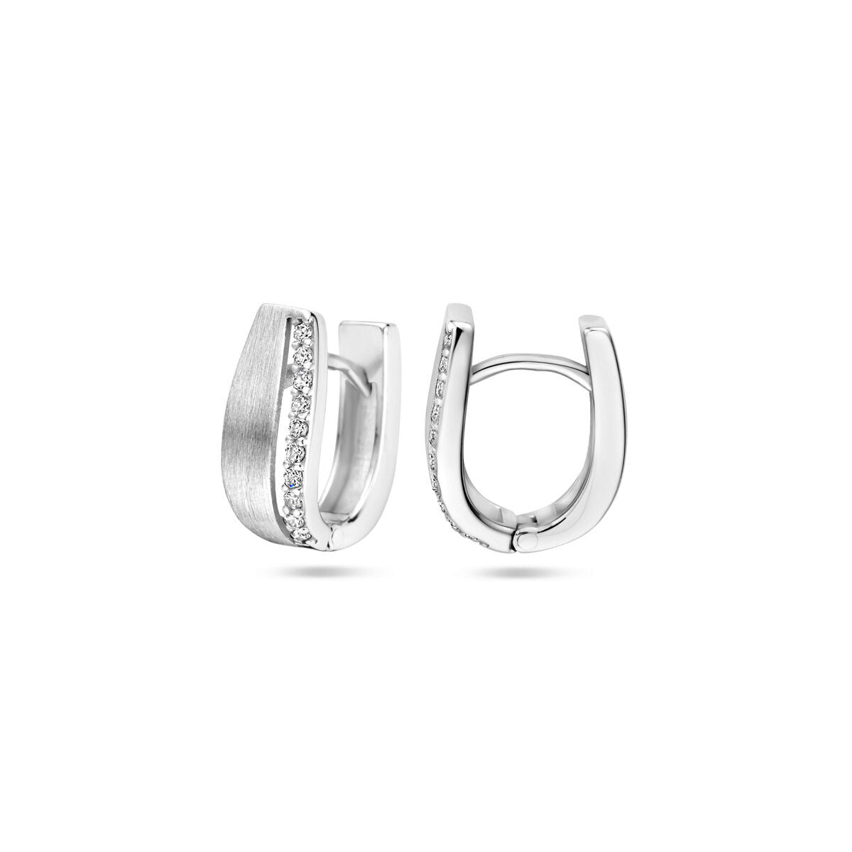 créoles zircone 14 mm poli/mat argent rhodié