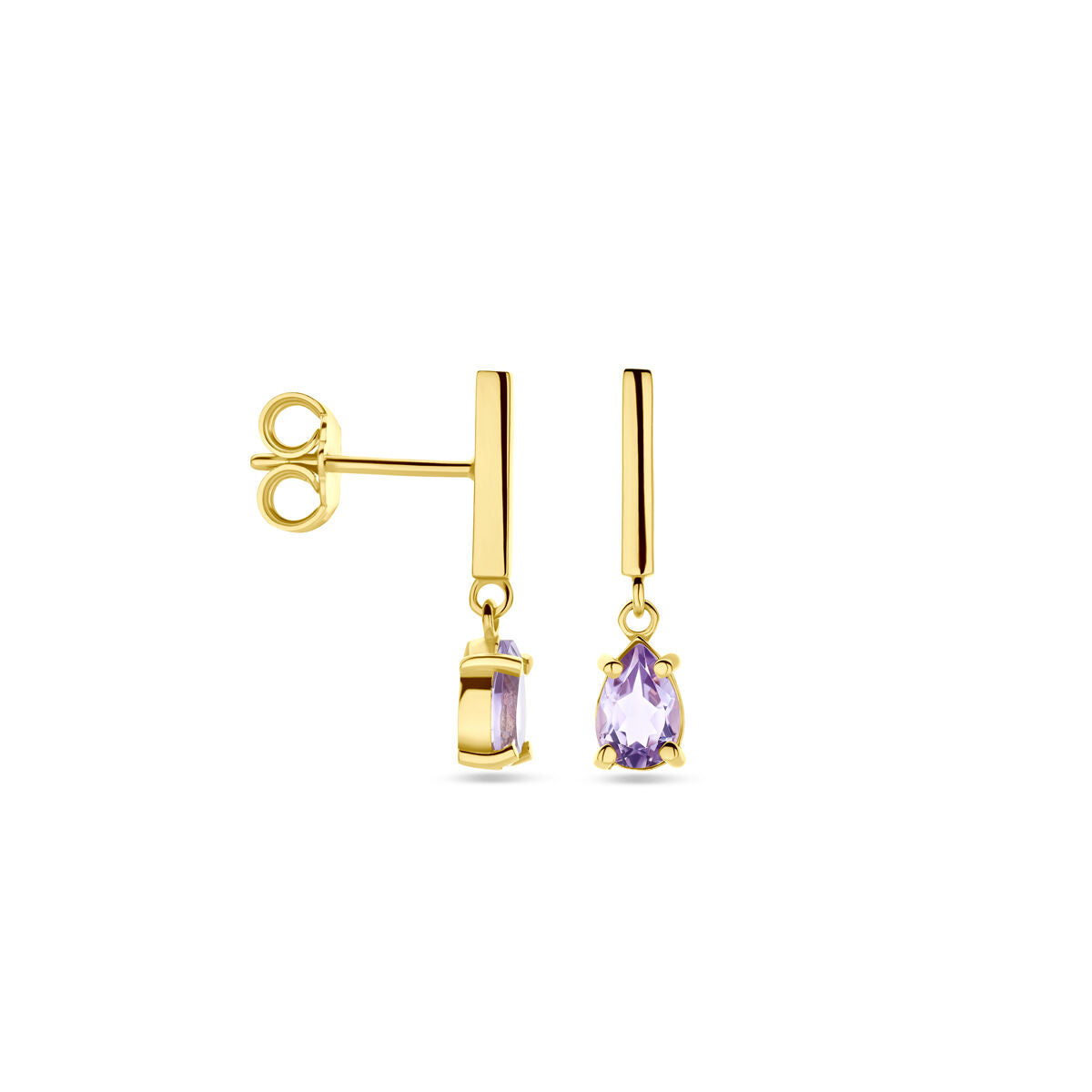 boucles d'oreilles améthyste 19 mm or jaune