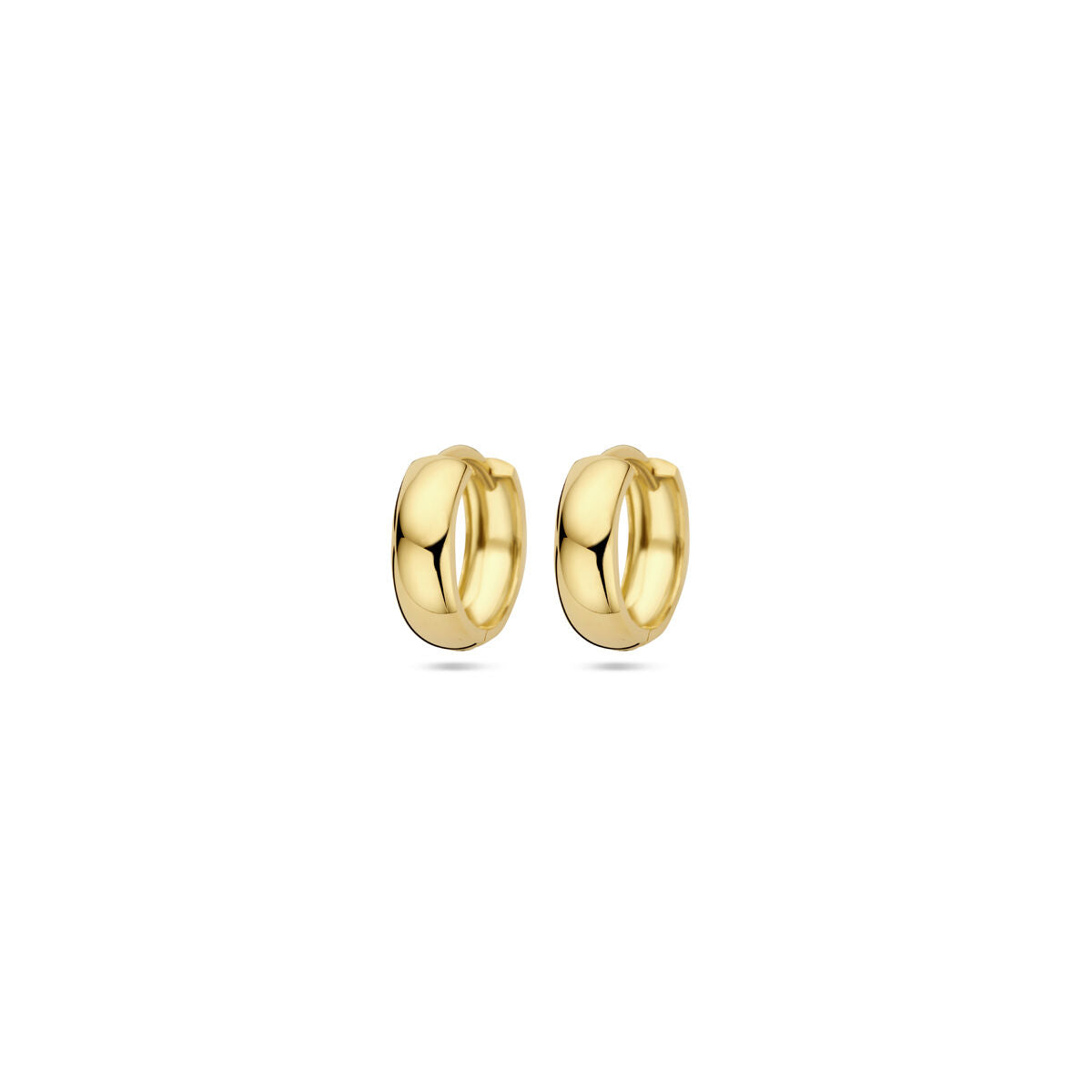 Boucles d'oreilles en or 9 carats, de forme arrondie et lisse, d'un diamètre de 13 mm.
