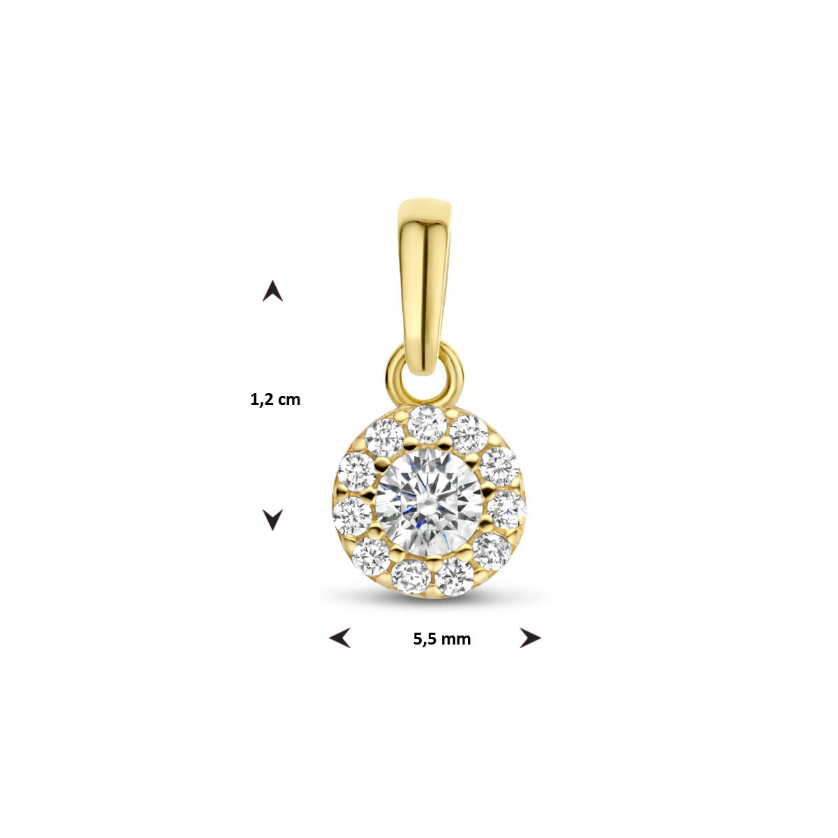 pendentif zircone halo 14K or jaune