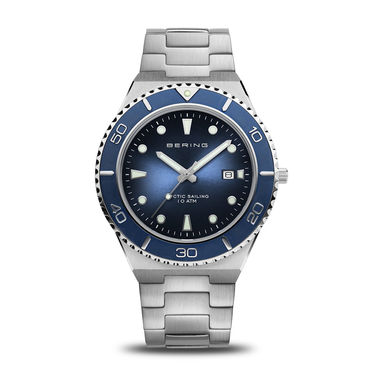Montre pour homme avec cadran bleu, boîtier en acier inoxydable et bracelet en métal.