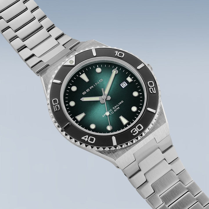 bering heren horloge groene wijzerplaat - 18940-708