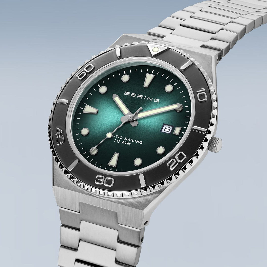 bering heren horloge groene wijzerplaat - 18940-708