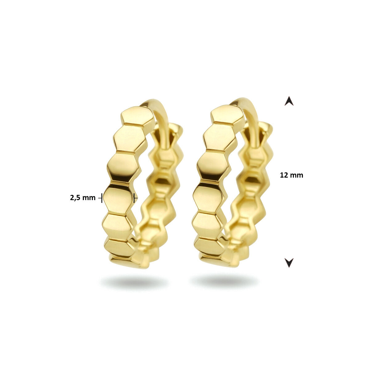 créoles hexagonales 14K or jaune
