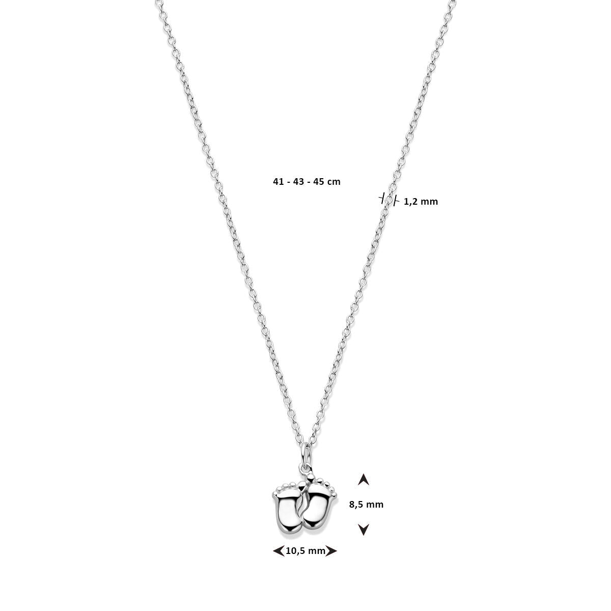 collier empreintes de bébé 41 - 43 - 45 cm argent rhodié