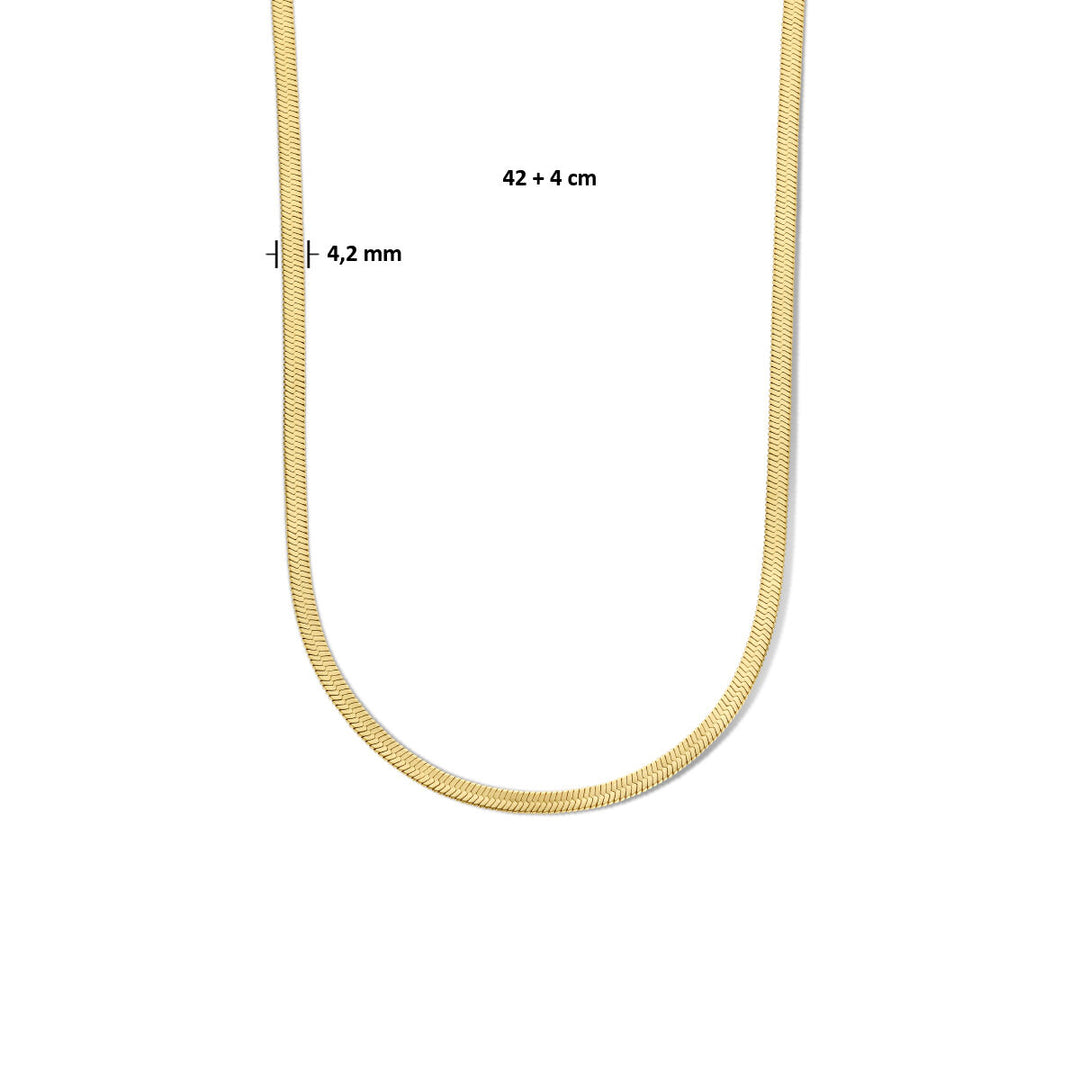 collier slang plat 4,2 mm 42 + 4 cm ion plating edelstaal