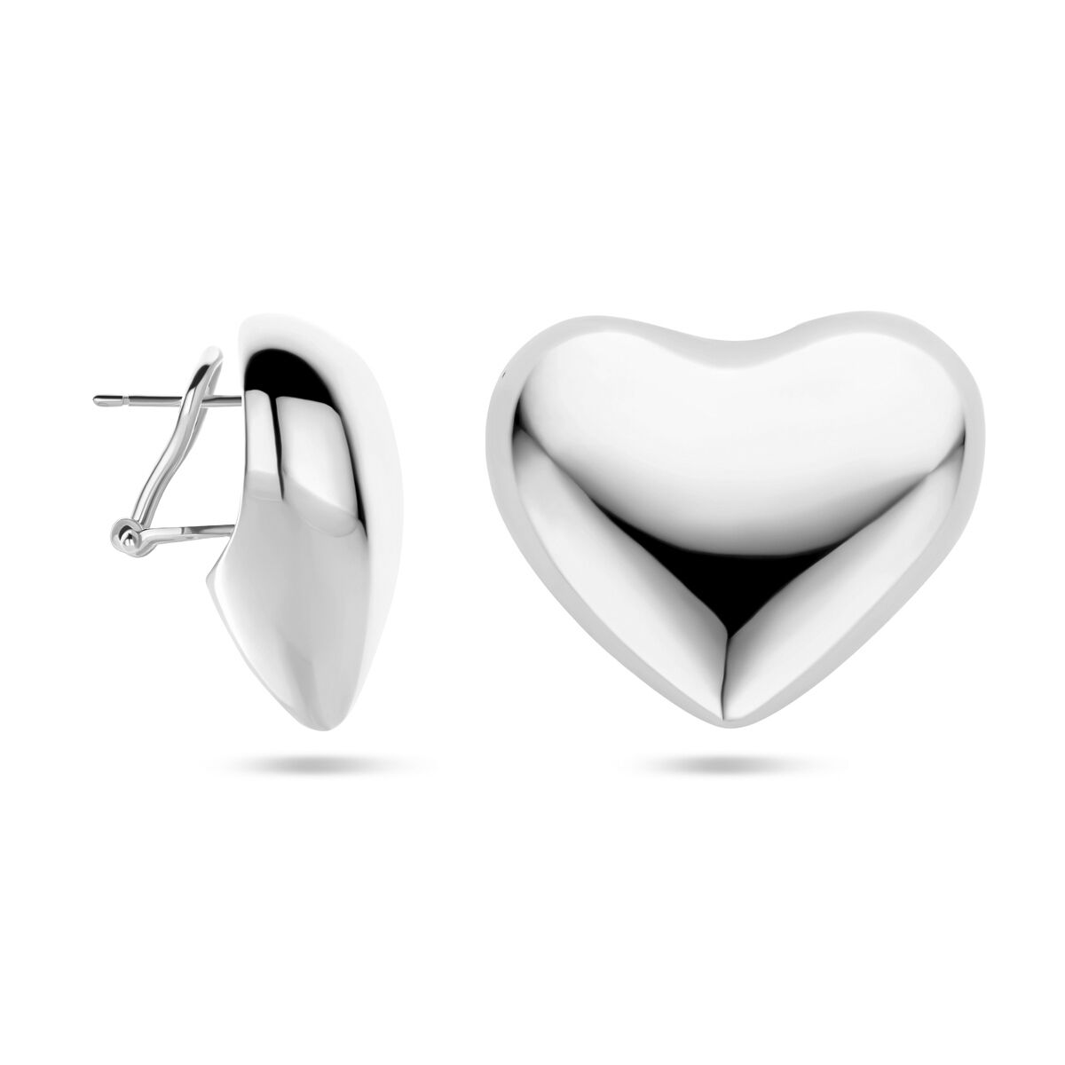 puces d'oreilles cœurs 27 x 30 argent rhodié