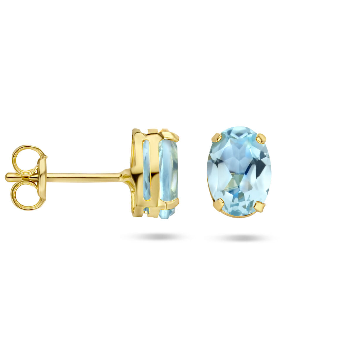 puces d'oreilles topaze bleue 14K or jaune