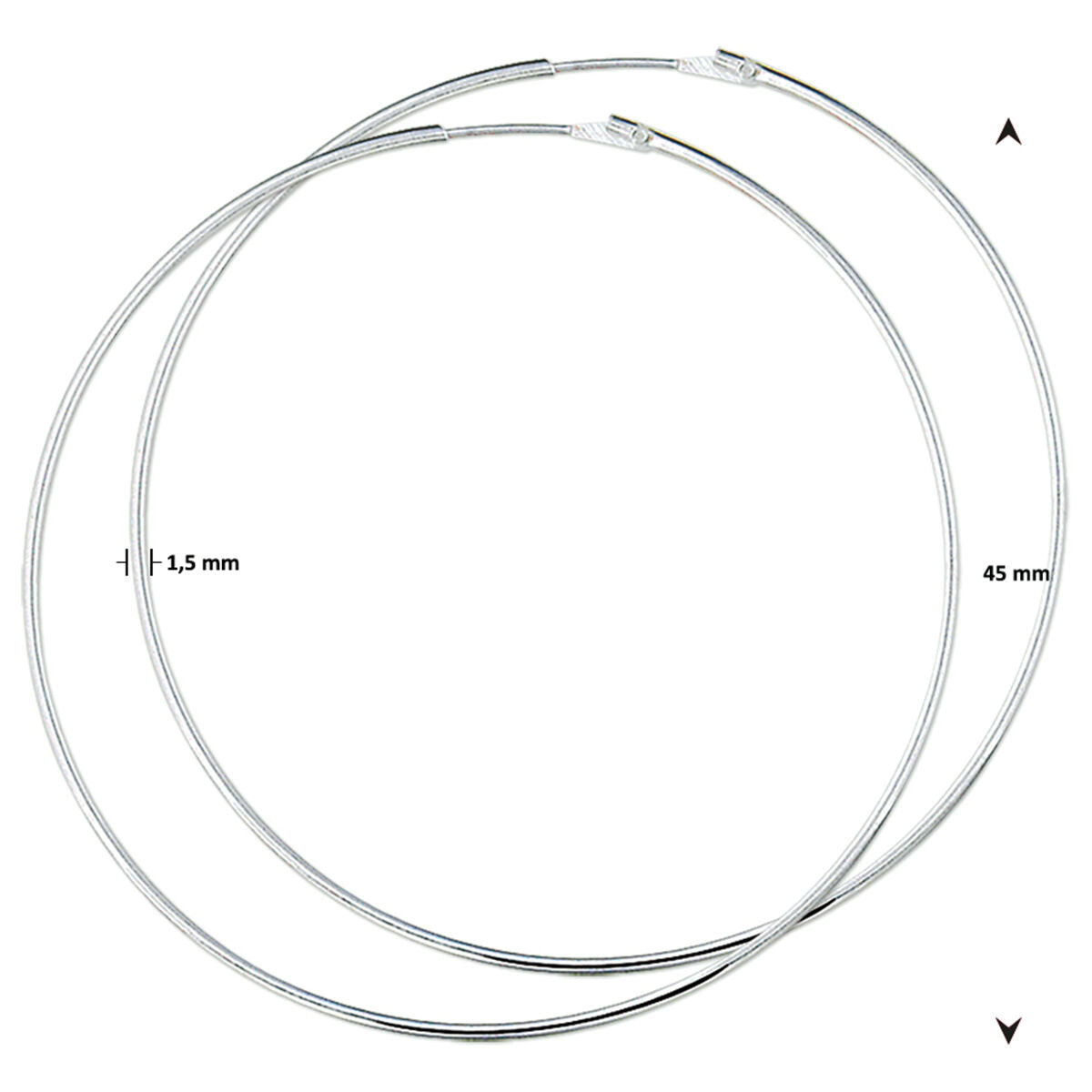 créoles 1,5 mm tube rond argent blanc