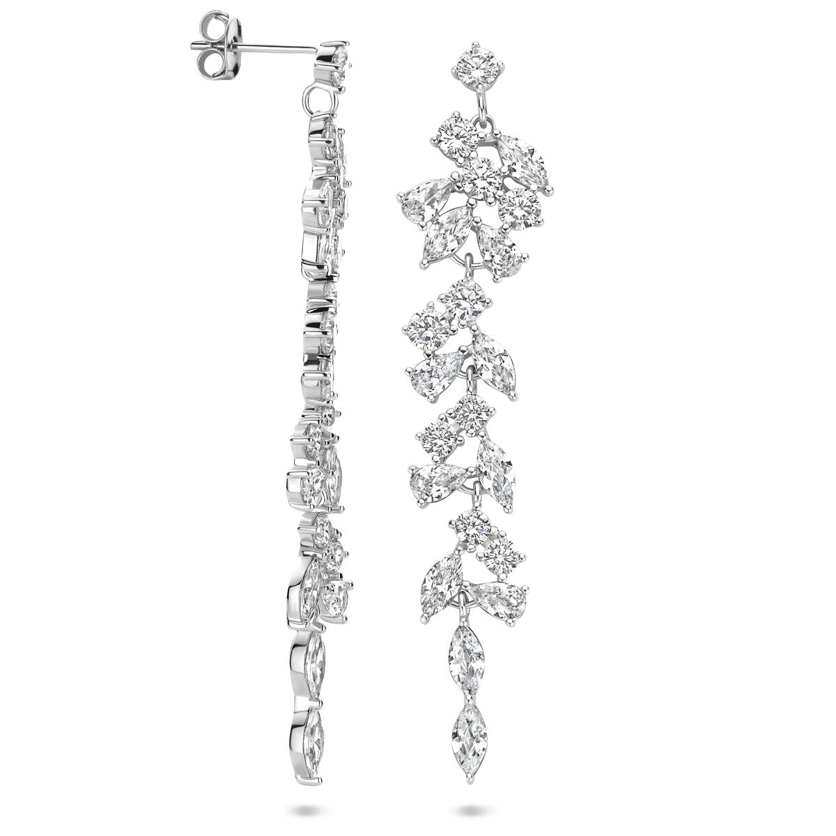 boucles d'oreilles zircone 60 mm argent rhodié