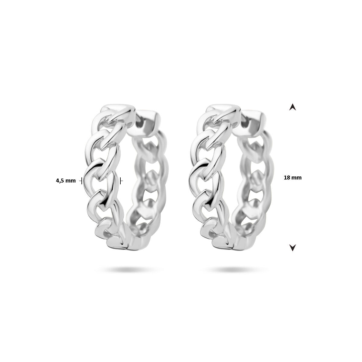 créoles motif maille 18mm argent rhodié