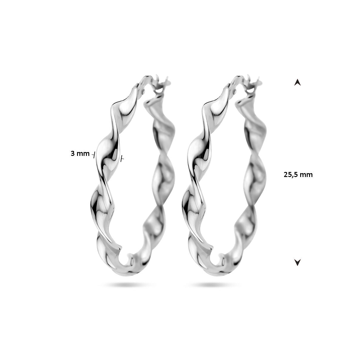 créoles torsadées en argent rhodié