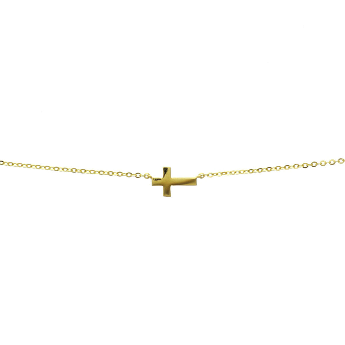 Collier en or jaune 14K avec un pendentif en forme de croix.