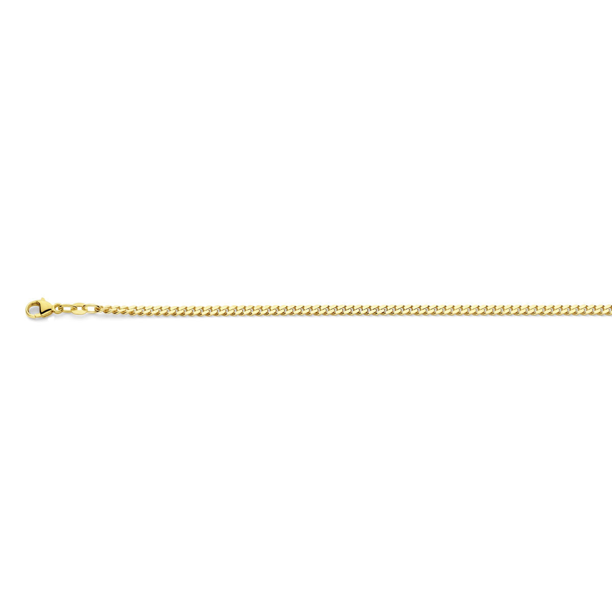 Collier en or massif 14K, gourmette à quatre faces, largeur de 2,7 mm.
