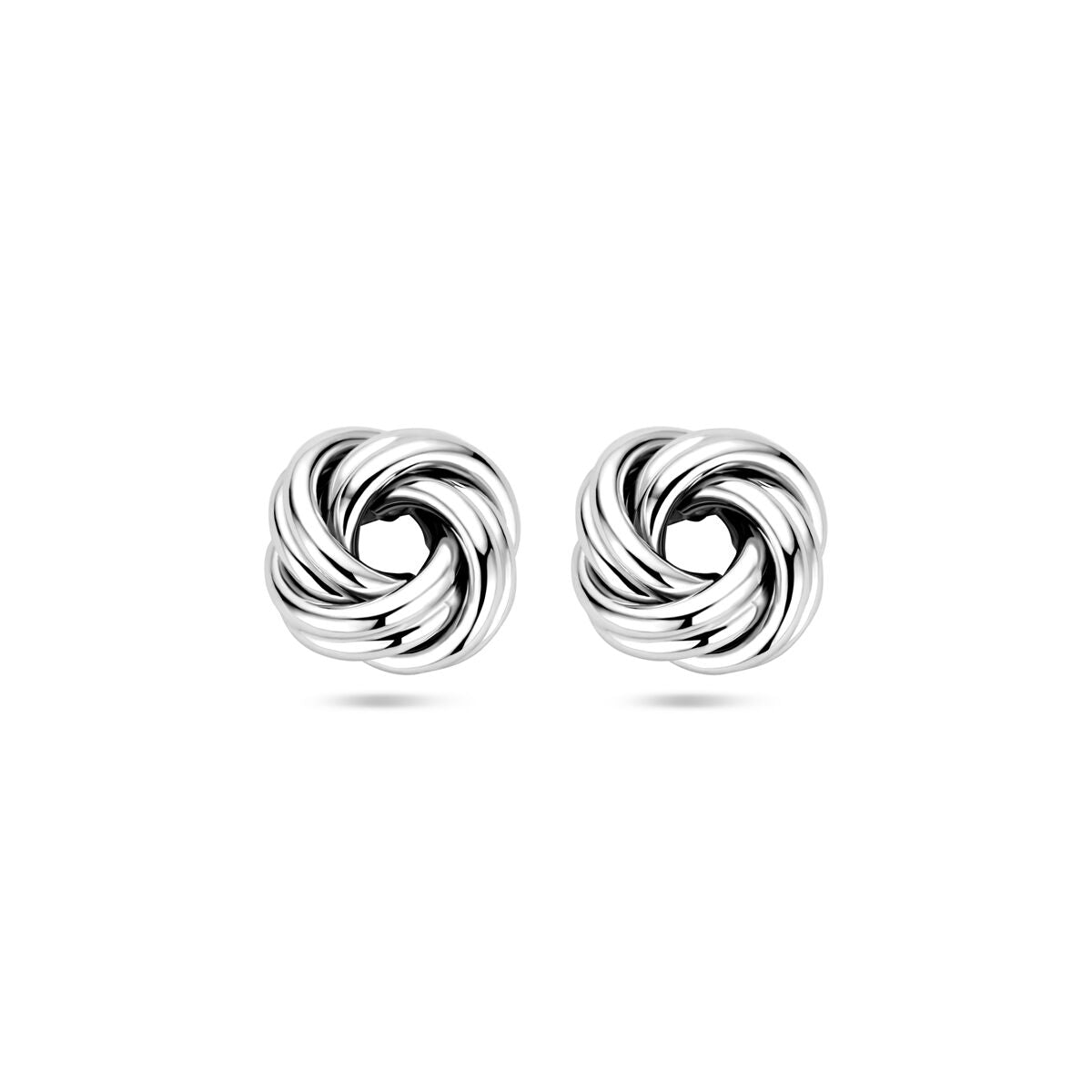 Boucles d'oreilles en argent rhodié en forme de nœud.