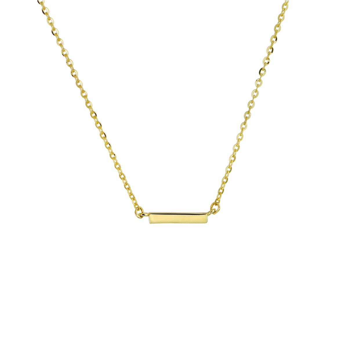 Collier en or jaune 14K avec un pendentif rectangulaire.