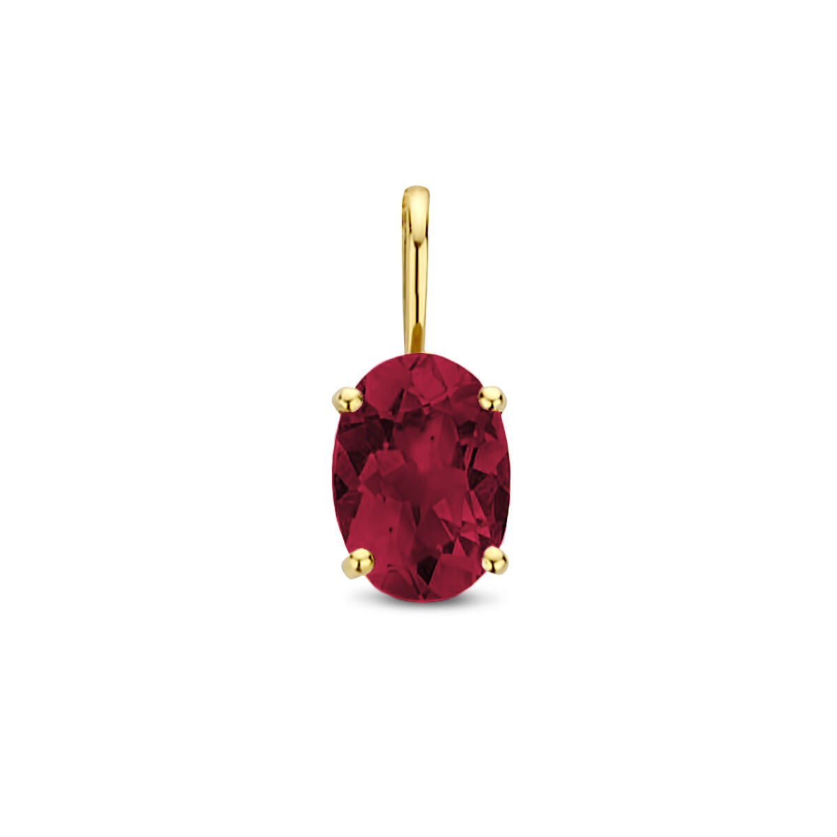 pendentif en rhodolite en or jaune 14K avec une pierre ovale.