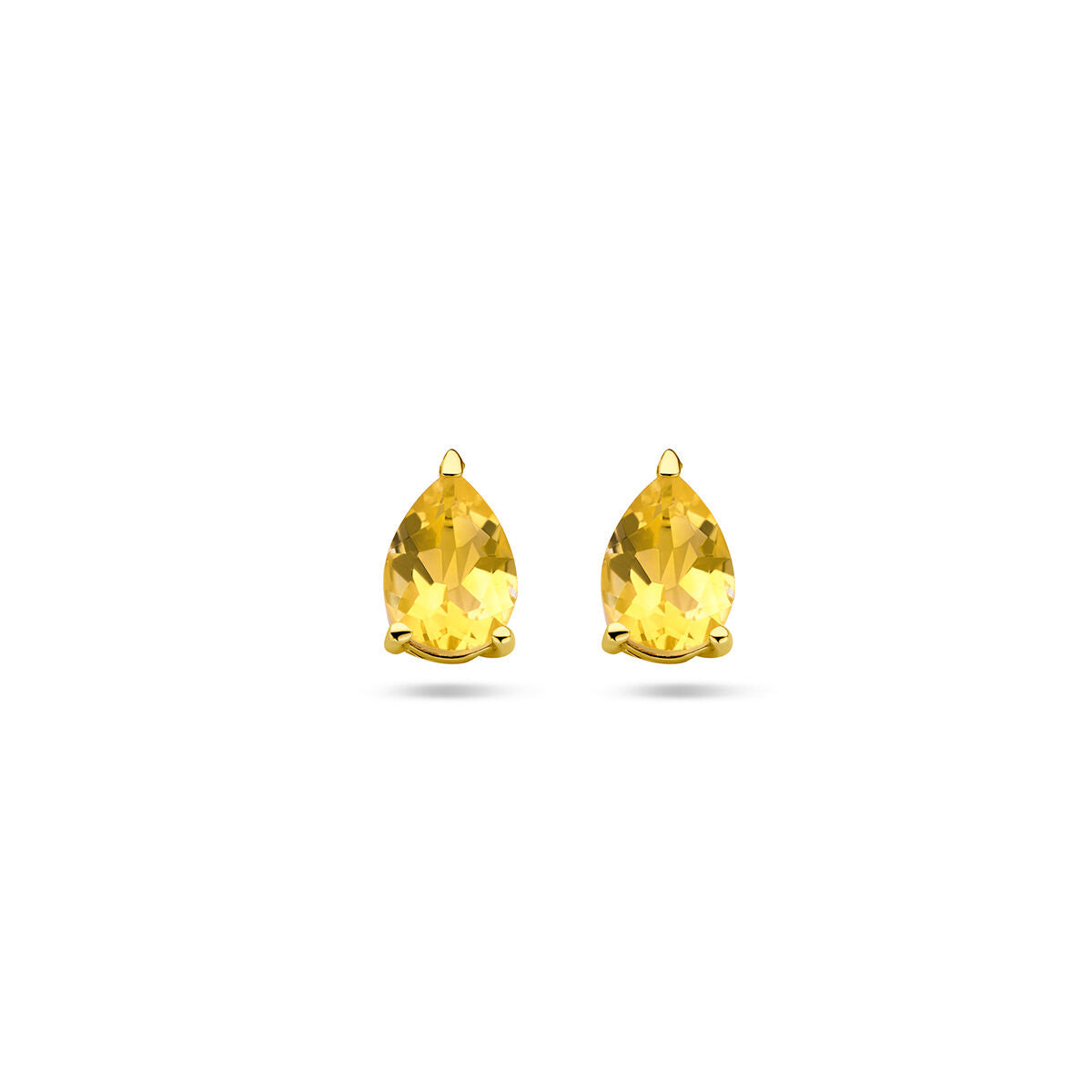 Boucles d'oreilles en citrine en or jaune 14K, en forme de goutte.