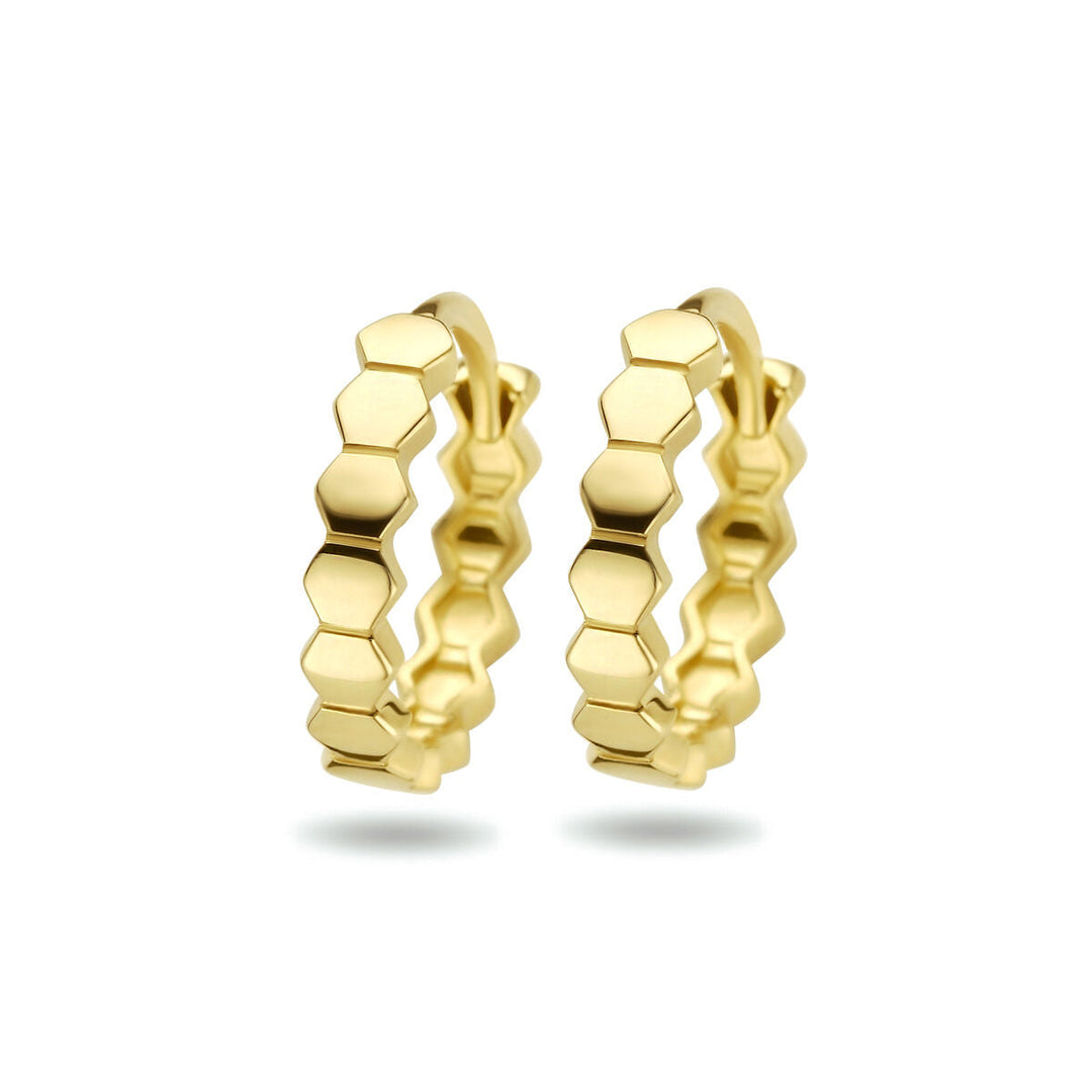 klapoorringen zeshoek 14K geelgoud