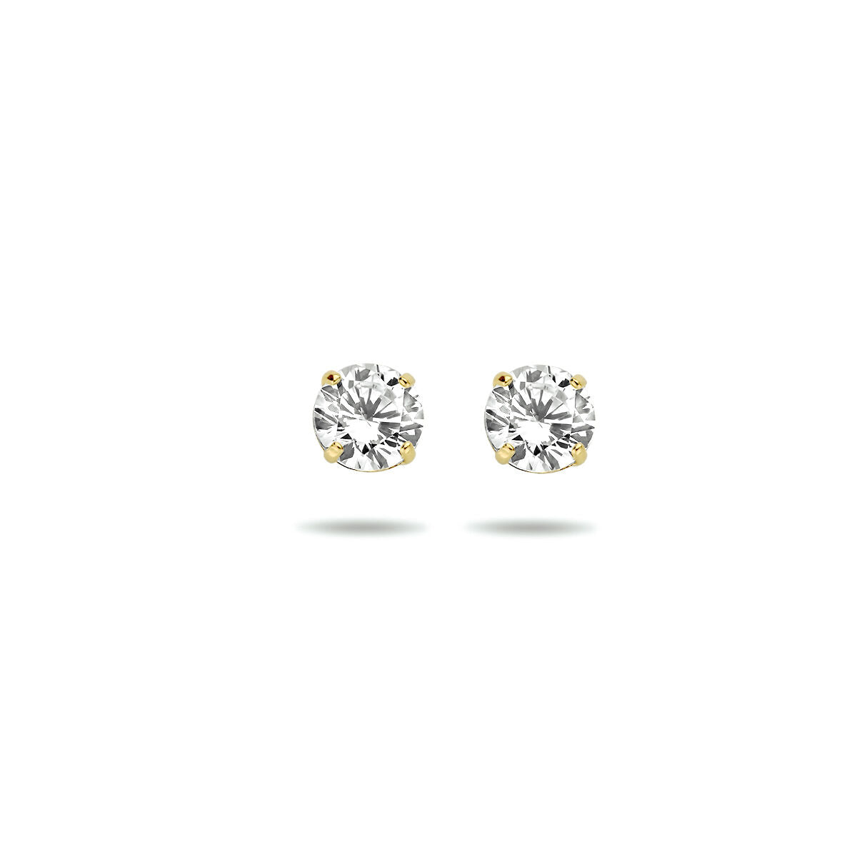 Boucles d'oreilles en zirconium, en or jaune 14K, avec des pierres brillantes.