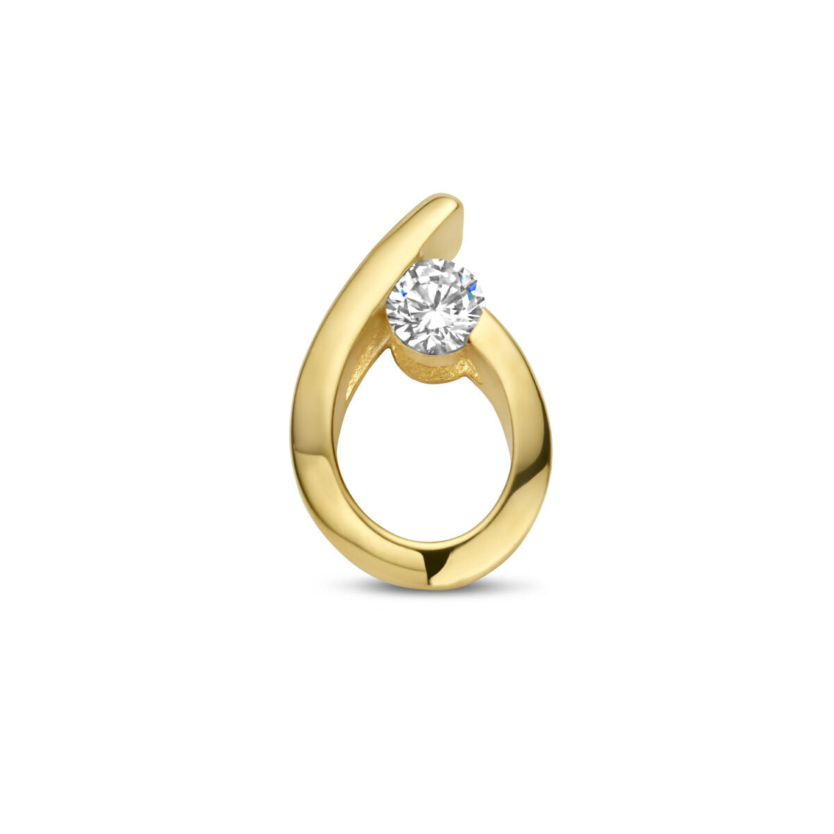pendentif en or jaune 14K en forme de goutte avec un zirconia.