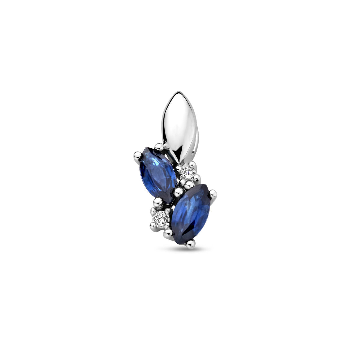Pendentif en or blanc 14K avec deux saphirs et des diamants de 0,02 ct.