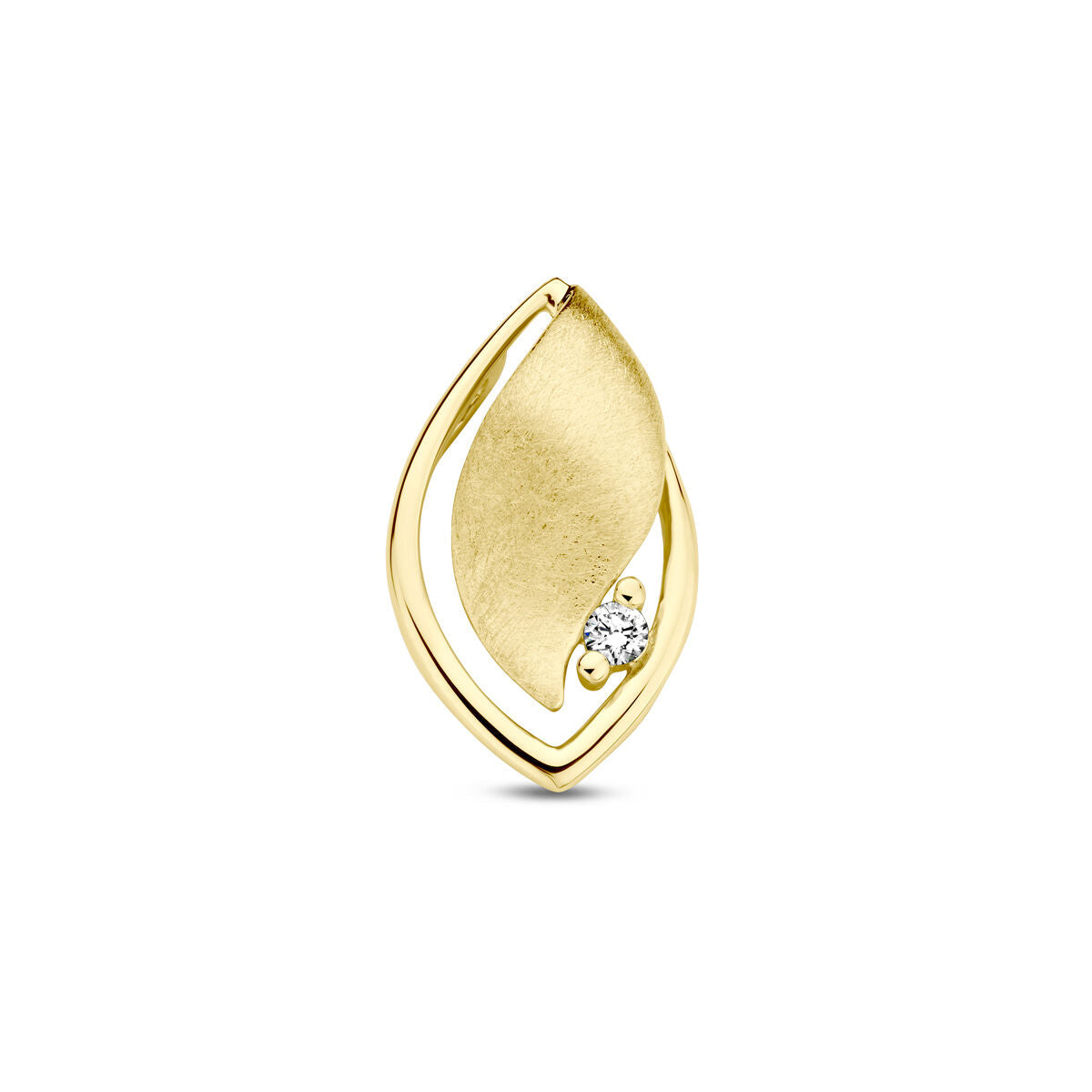 pendentif en or jaune 14K avec finition polie et mate, orné d'un diamant de 0,04 ct.