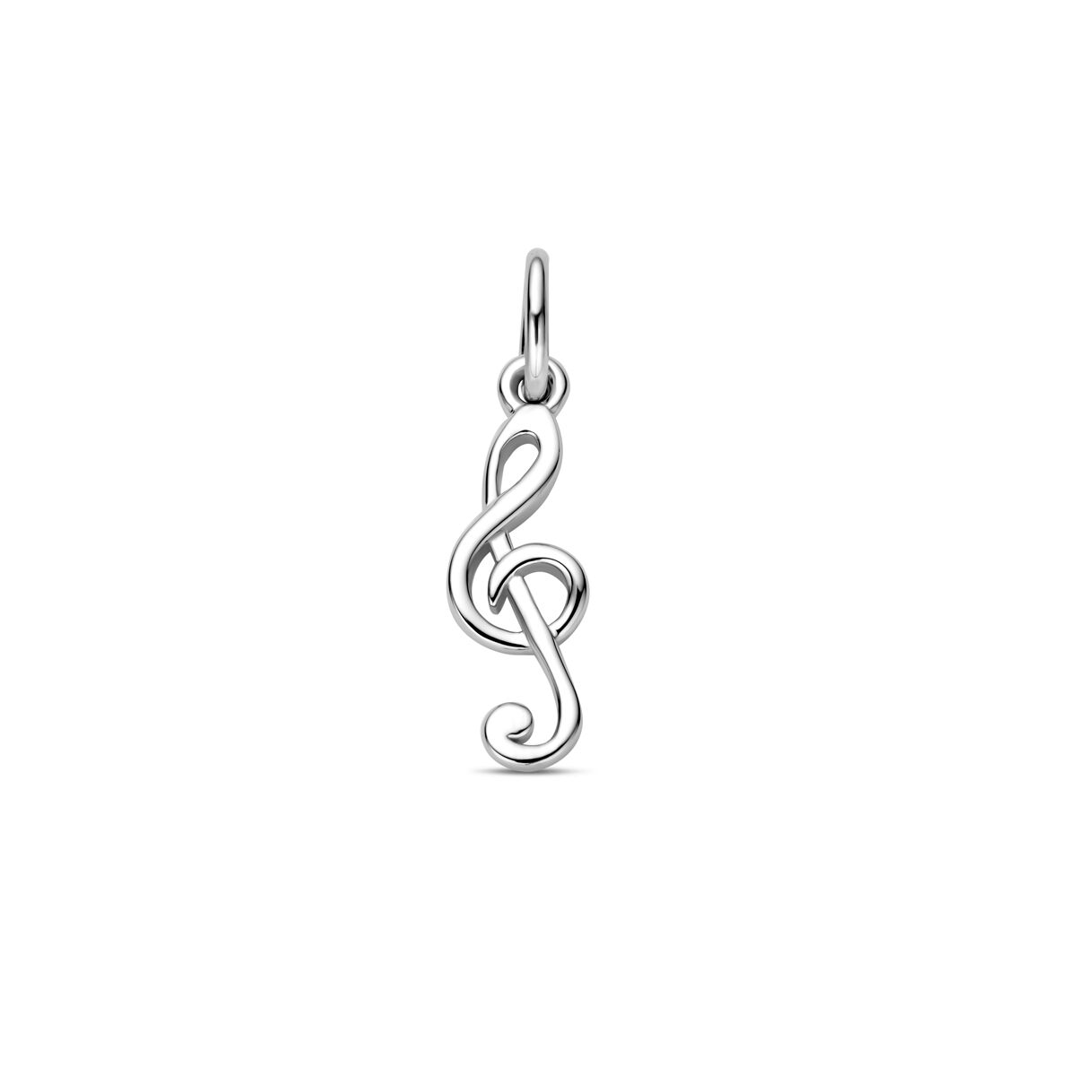 pendentif en forme de note de musique en argent rhodié.