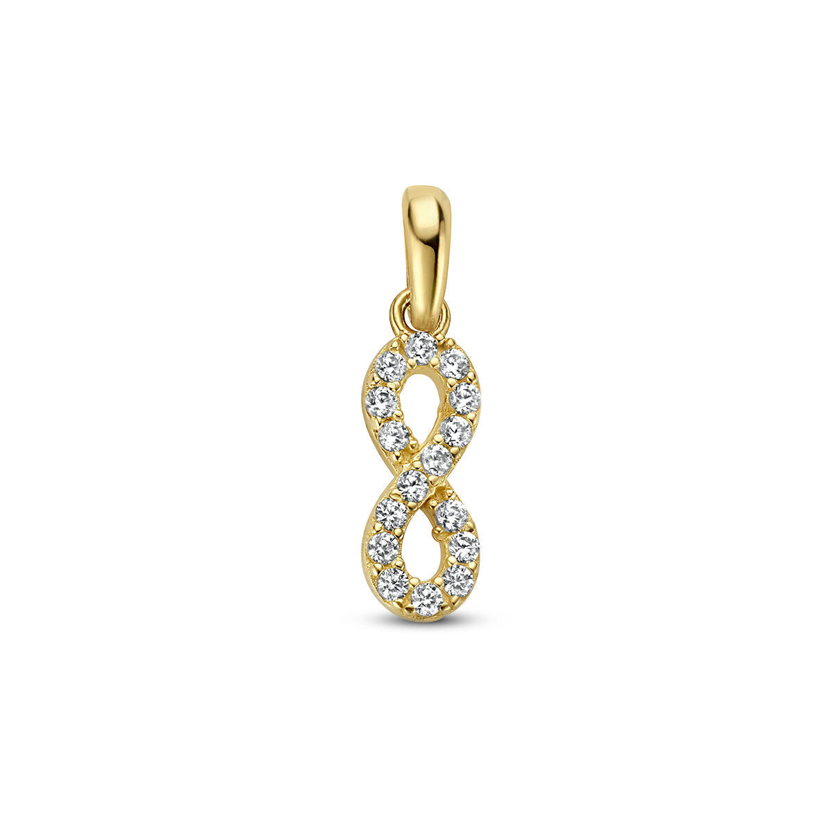 pendentif infini en or jaune 14K avec zircons.